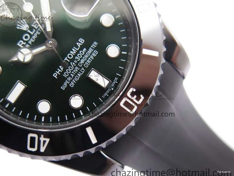 Edition SA3135 Black Black Green Strap Rubber Submariner Best 5GF Ceramic Dial on 40mm 0425